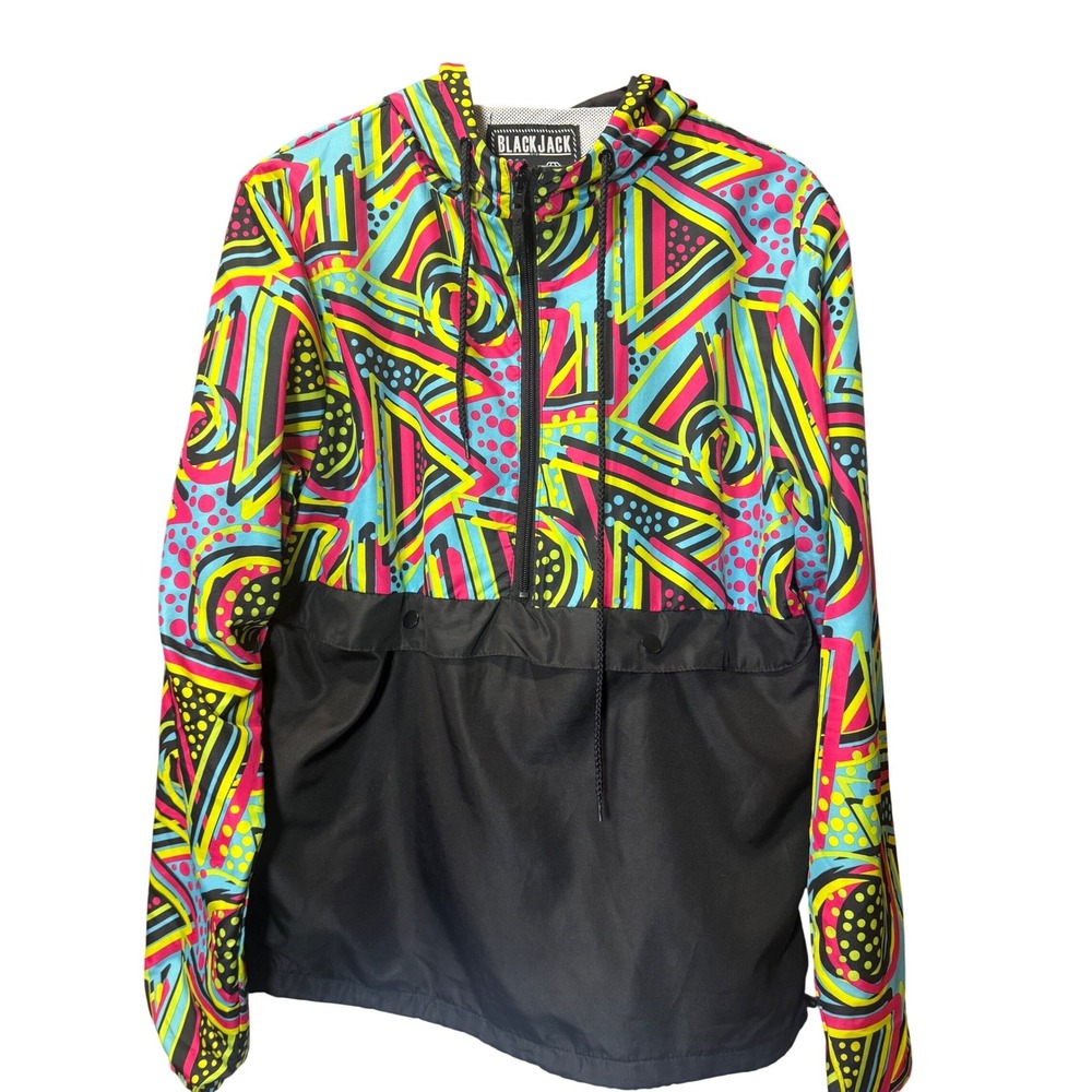 Blackjack 1999 usa Retro 80s Style Oversize Fit Multicolored‎ Anorak